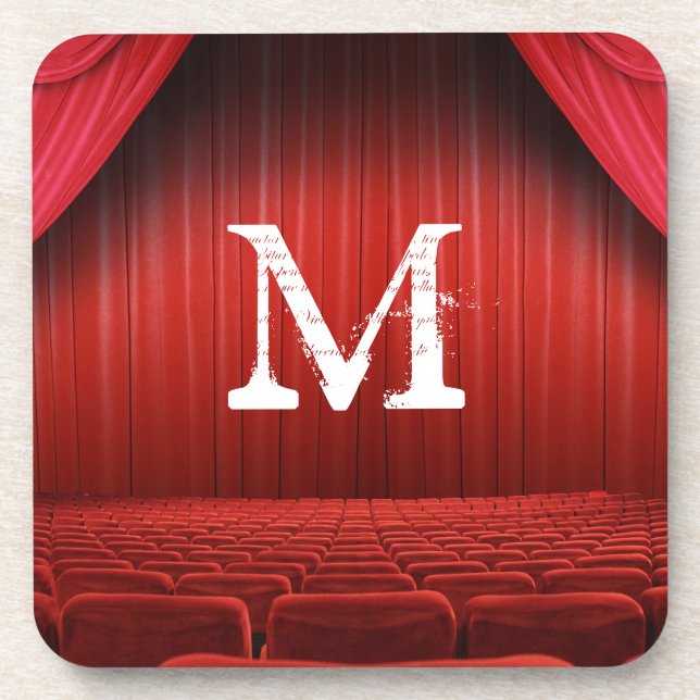 Roter Vorhang Theater Monogram Drink Untersetzer (Vorderseite)