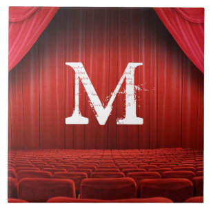 Roter Vorhang Theater Monogramm-Anzeigefliese Fliese
