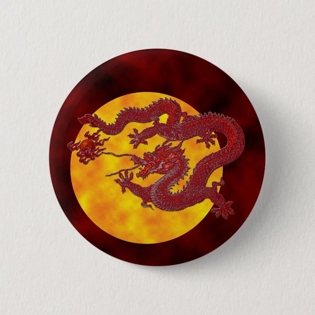 Roter Wachs-Drache Button (Vorderseite)