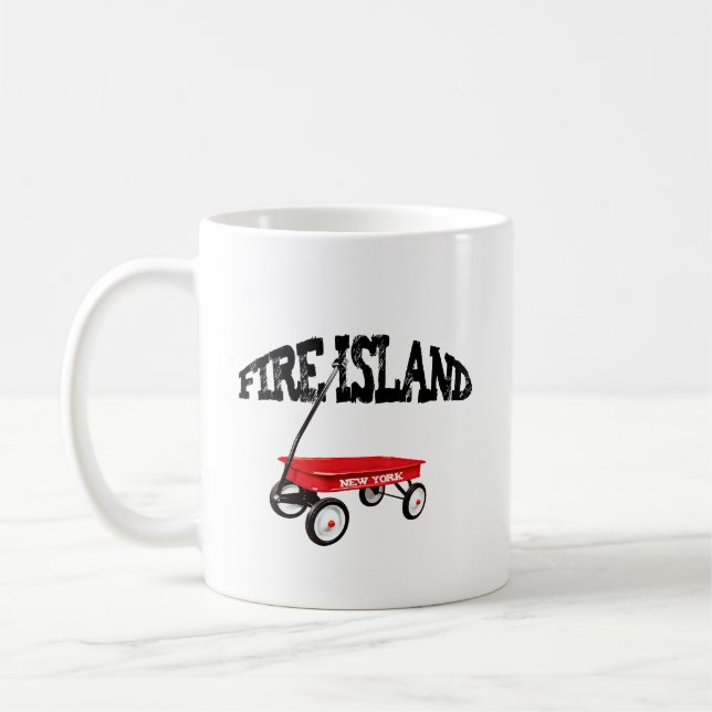 Roter Wagen FIRE INSEL NEW YORK Strandfähre Famili Kaffeetasse (Links)
