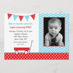 Roter Wagen Foto Geburtstagsparty Einladungen