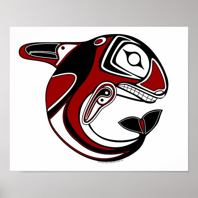 Roter Wal Totem Canvas Print Poster (Vorne)