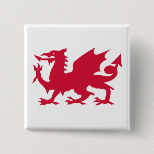 Roter walisischer Drache Button