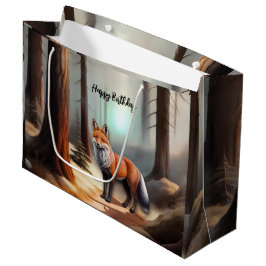 Roter Wasserfarbenfox Große Geschenktüte