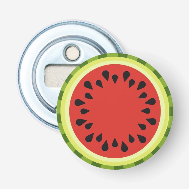 Roter Wassermelon Slice Button Flaschenetikett Flaschenöffner (Vorderseite)