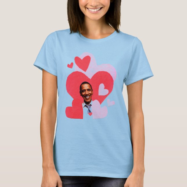 Roter Wecker-T - Shirt der Barack Collagenfrauen (Vorderseite)