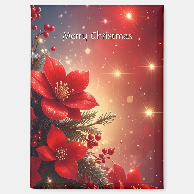 Roter Weihnachts-Blumen-Feiertagsmagnet Magnet (Vorderseite)