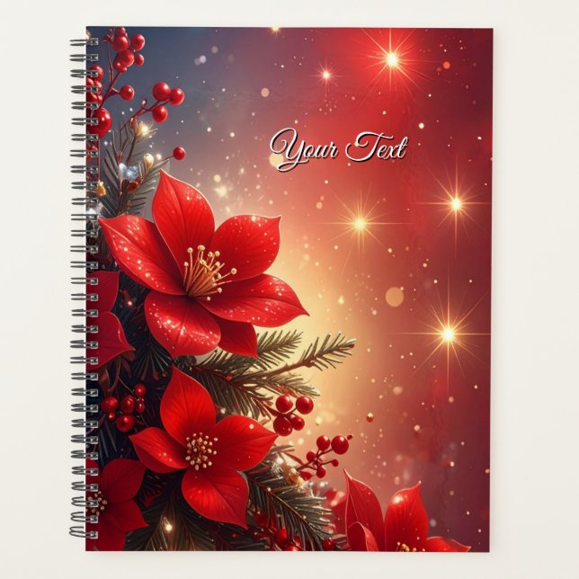 Roter Weihnachts-Blumen-Feiertagsplaner Planer (Vorderseite)