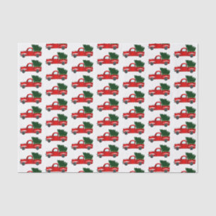 Roter Weihnachts-LKW-rustikales Seidenpapier