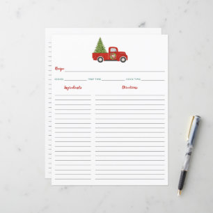 Roter Weihnachts-LKW- und Baum-Rezeptordner-Einleg