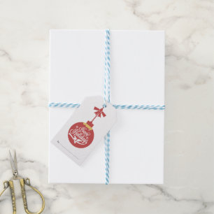 Roter Weihnachtsball Geschenkanhänger