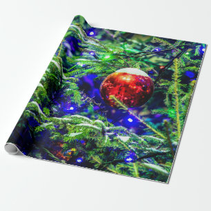 Roter Weihnachtsball, Grüner Spruce-Baum Geschenkpapier