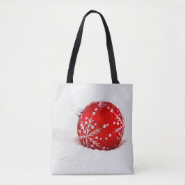 Roter Weihnachtsball mit Schneeflocke