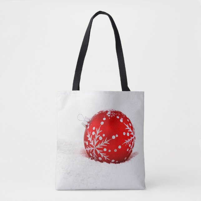 Roter Weihnachtsball mit Schneeflocke (Vorderseite)