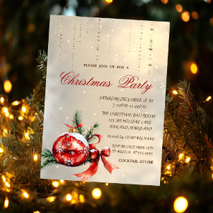 Roter Weihnachtsball, Schleifenparty Einladung