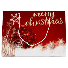 Roter Weihnachtsball, Schneeflocken, Urlaub Große Geschenktüte