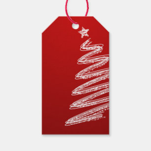 Roter Weihnachtsbaum Geschenkanhänger