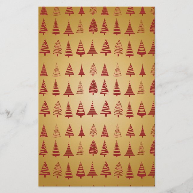 Roter Weihnachtsbaum modern in Gold Briefpapier (Vorderseite)