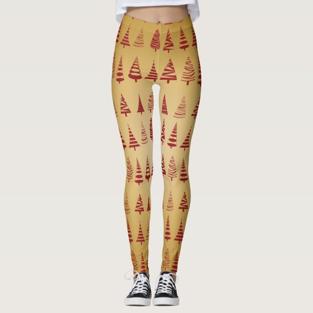 Roter Weihnachtsbaum modern in Gold Leggings (Vorderseite)