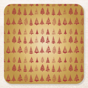 Roter Weihnachtsbaum modern in Gold Rechteckiger Pappuntersetzer