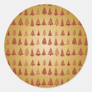 Roter Weihnachtsbaum modern in Gold Runder Aufkleber
