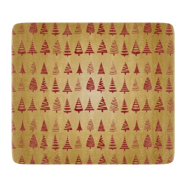 Roter Weihnachtsbaum modern in Gold Schneidebrett (Vorderseite)