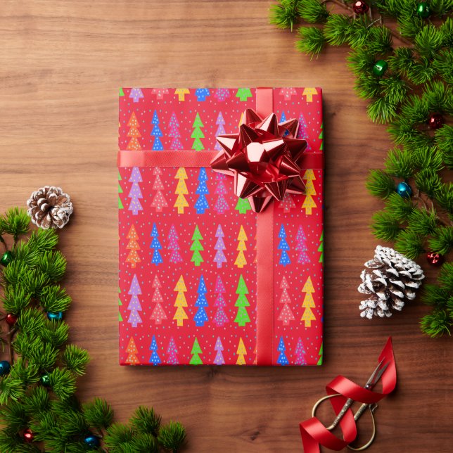 Roter Weihnachtsbaum Pop Art   Geschenkpapier (Feiertagsgeschenk)