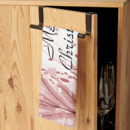 Roter Weihnachtsbaum Schneedekoration Schöne Geschirrtuch