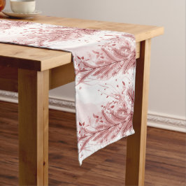 Roter Weihnachtsbaum Schneedekoration Schöne Kurzer Tischläufer