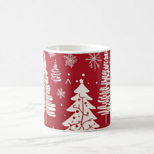 Roter Weihnachtsbaum-Schneeflocken-Muster Kaffeetasse