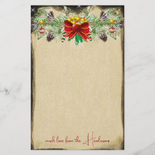 Roter Weihnachtsbaum Sterne Gold Lights Garland Briefpapier