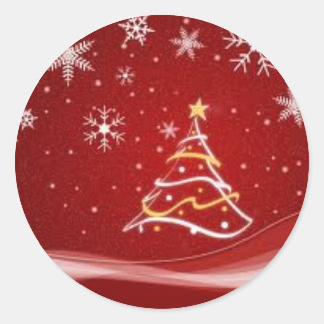Roter Weihnachtsbaum-Sticker Runder Aufkleber (Vorderseite)