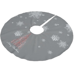 Roter Weihnachtsbaum und Schneeflocken Baumrock Polyester Weihnachtsbaumdecke
