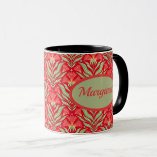 Roter Weihnachtsblumen-Name-Becher Tasse