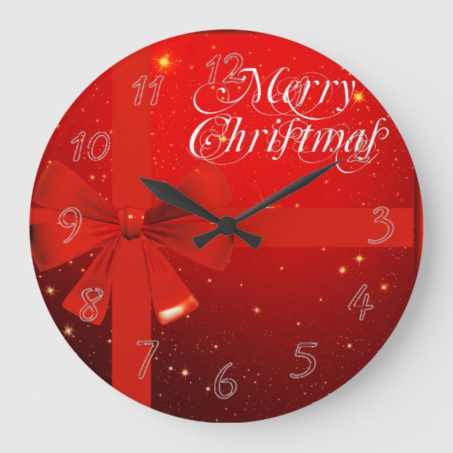 Roter Weihnachtsbogen Große Wanduhr (Vorderseite)