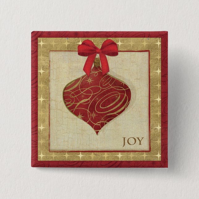 Roter Weihnachtsdekorations-Frieden Button (Vorderseite)