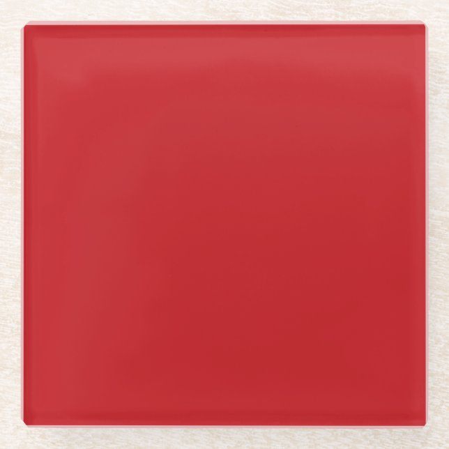 Roter Weihnachtsfarbe quadratischer Glasuntersetze Glasuntersetzer (Vorderseite)