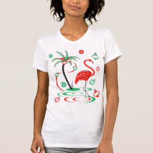Roter Weihnachtsflamingo-Flitter-T - Shirtfrauen T-Shirt