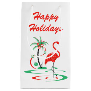 Roter Weihnachtsflamingo frohe Feiertage klein Kleine Geschenktüte