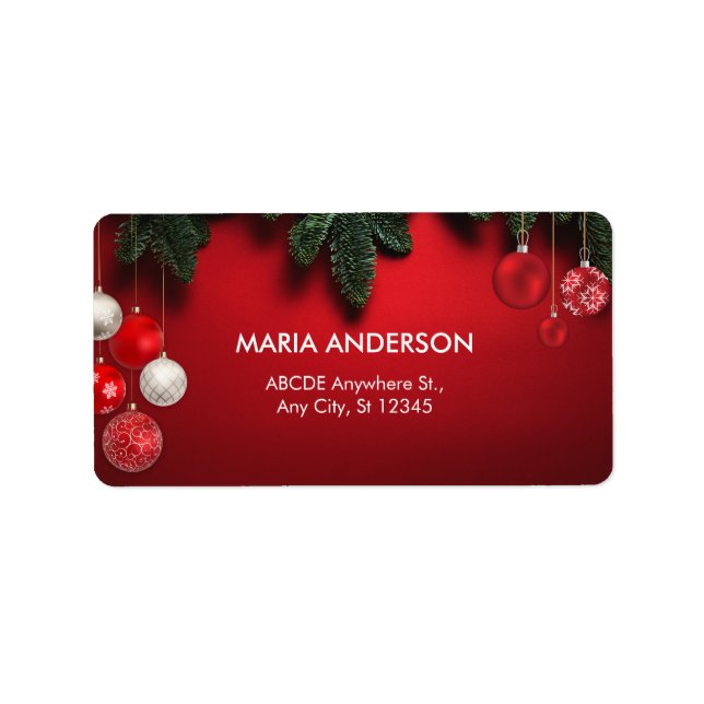Roter Weihnachtsgeschmack Adressaufkleber (Vorne)