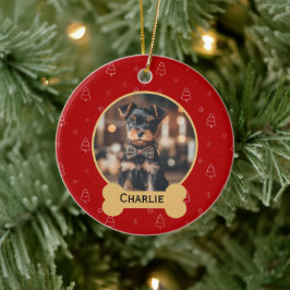 Roter Weihnachtshund-Name Feiertags-Andenken Keramik Ornament