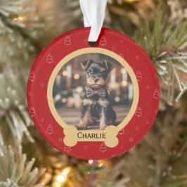 Roter Weihnachtshund-Name-Feiertags-Andenken Ornament