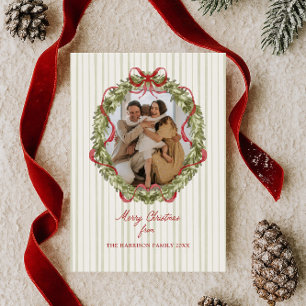 Roter Weihnachtskranz Foto Feiertagskarte