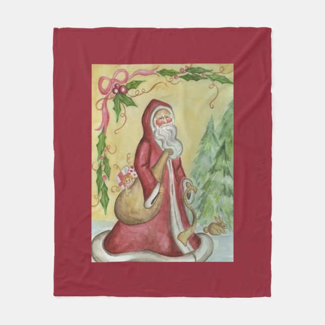 Roter Weihnachtsmann-Deckengeschenk Fleecedecke (Vorderseite)