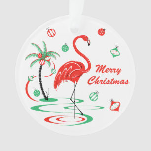Roter Weihnachtsmann Flamingo Weihnachtstext Ornament