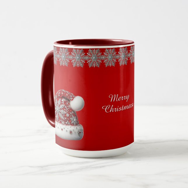 Roter Weihnachtsmann Hut Weihnachtsmug Tasse (Vorderseite Links)