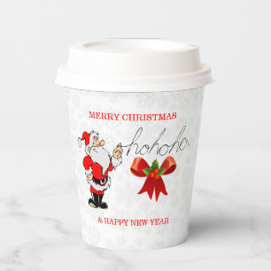 Roter Weihnachtsmann Weiße Schneeflocken Papierbec Pappbecher