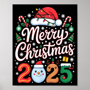 Roter Weihnachtsmannhut Rentier Frohe Weihnachten Poster