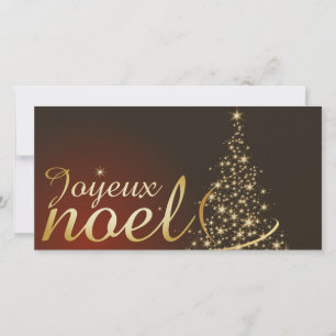 Roter Weihnachtsmotif mit goldenem Tannenbaum Dankeskarte