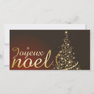 Roter Weihnachtsmotif mit goldenem Tannenbaum Dankeskarte